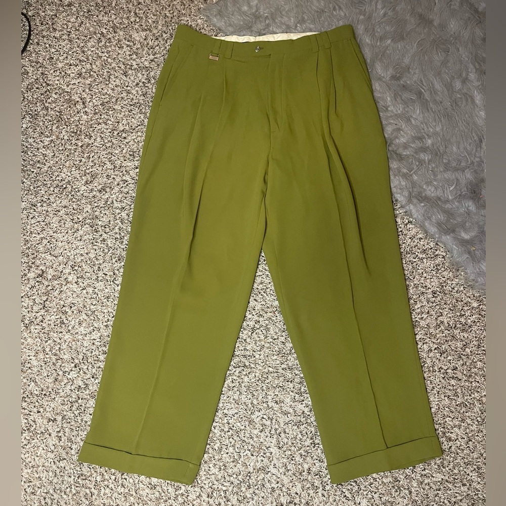 Stacy Adams Men's Olive Green Cuffed Dress Pants Size 38